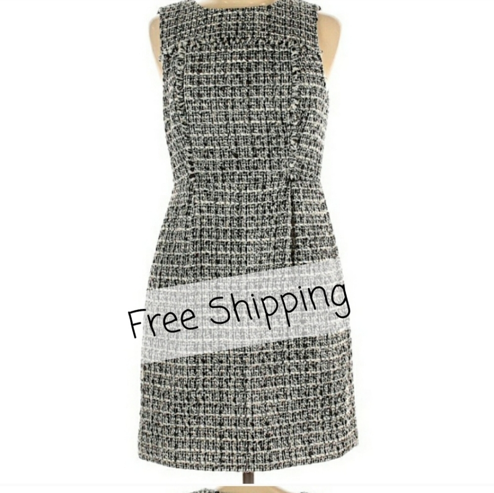 J Crew Gray and White suit dress with pockets